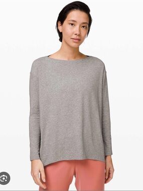 lululemon athletica Back in Action Top Relaxed Long Sleeve Crewneck Gray Size 2